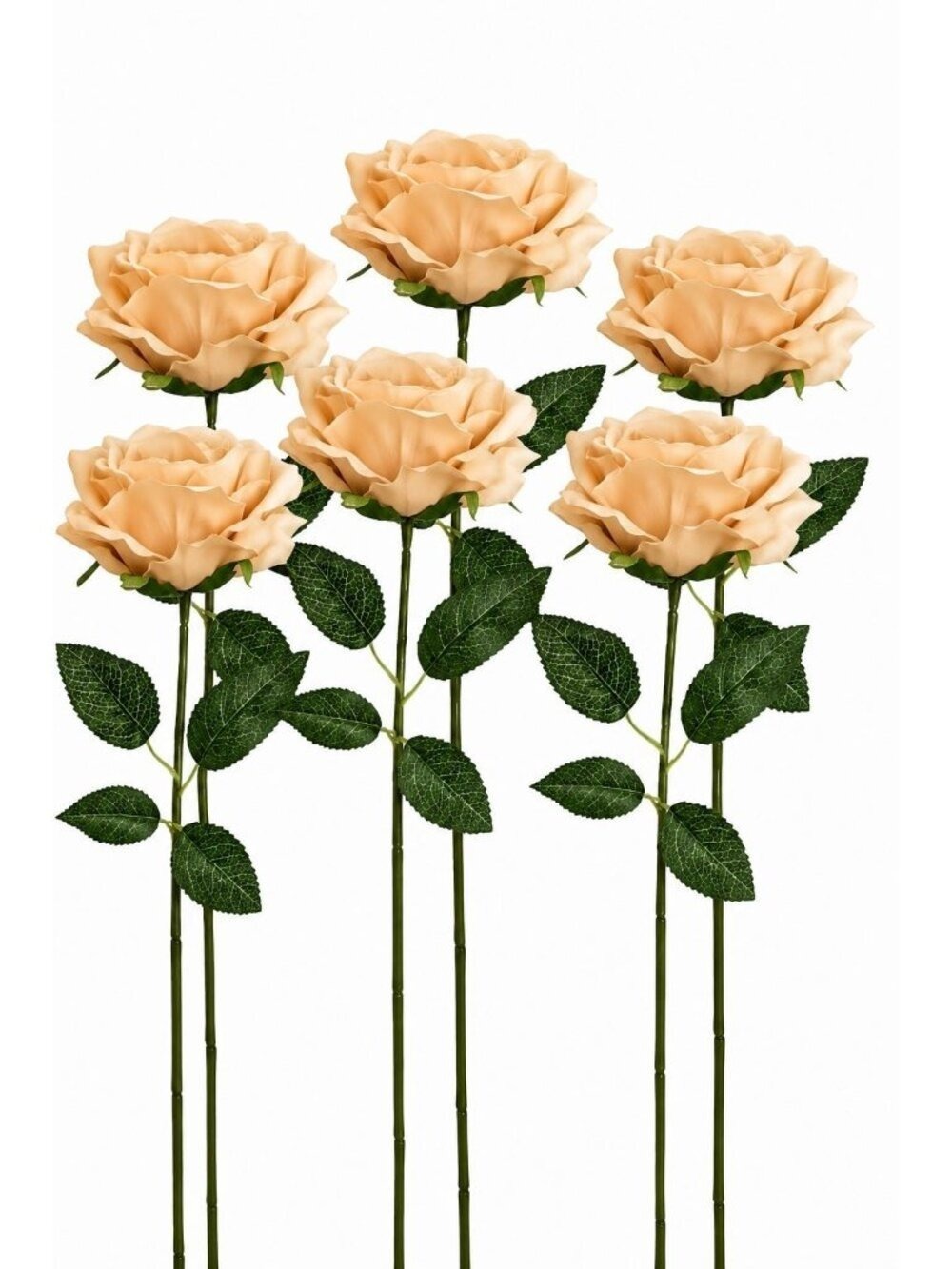 Champagne Artificial Rose Stems Set of 6 20 Inch Faux Roses Wedding Bouquet